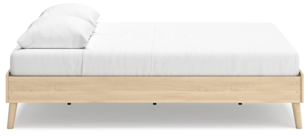 Cabinella Queen Platform Bed in Tan, side view