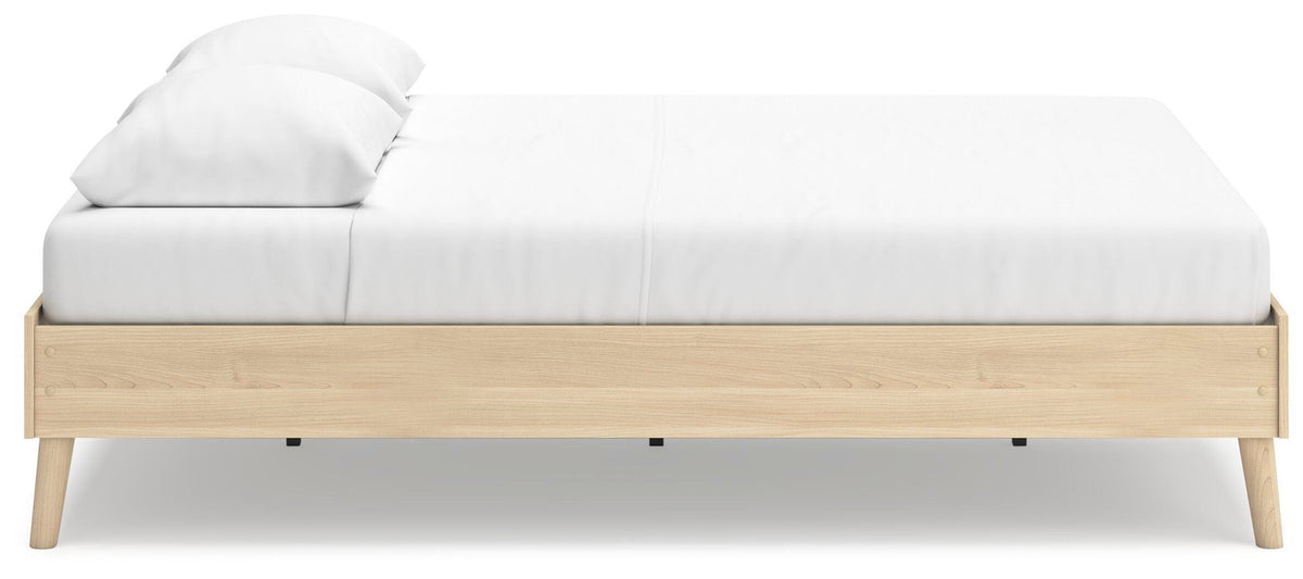 Cabinella Queen Platform Bed in Tan, side view