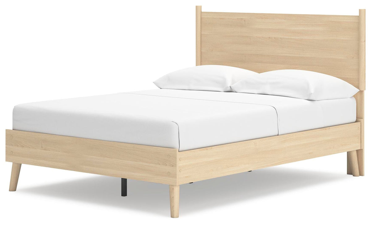 Cabinella Full Platform Panel Bed in Tan, angle view