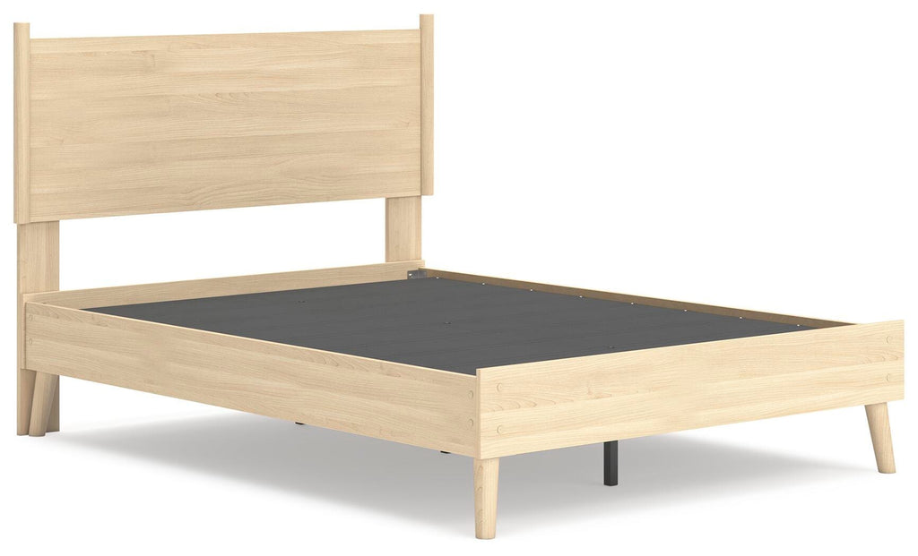 Cabinella Full Platform Panel Bed in Tan, angle view