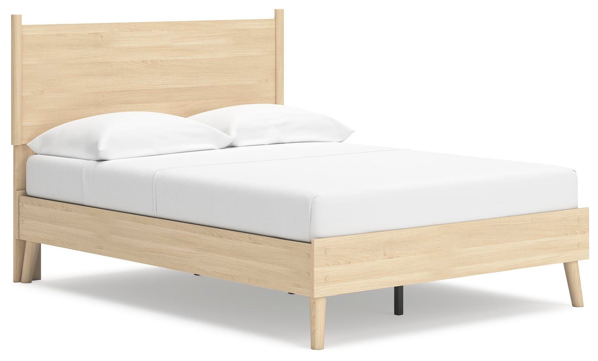 Cabinella Full Platform Panel Bed in Tan, angle view