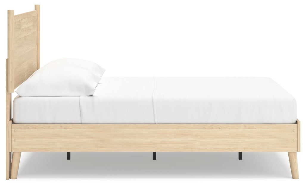Cabinella Full Platform Panel Bed in Tan, side view
