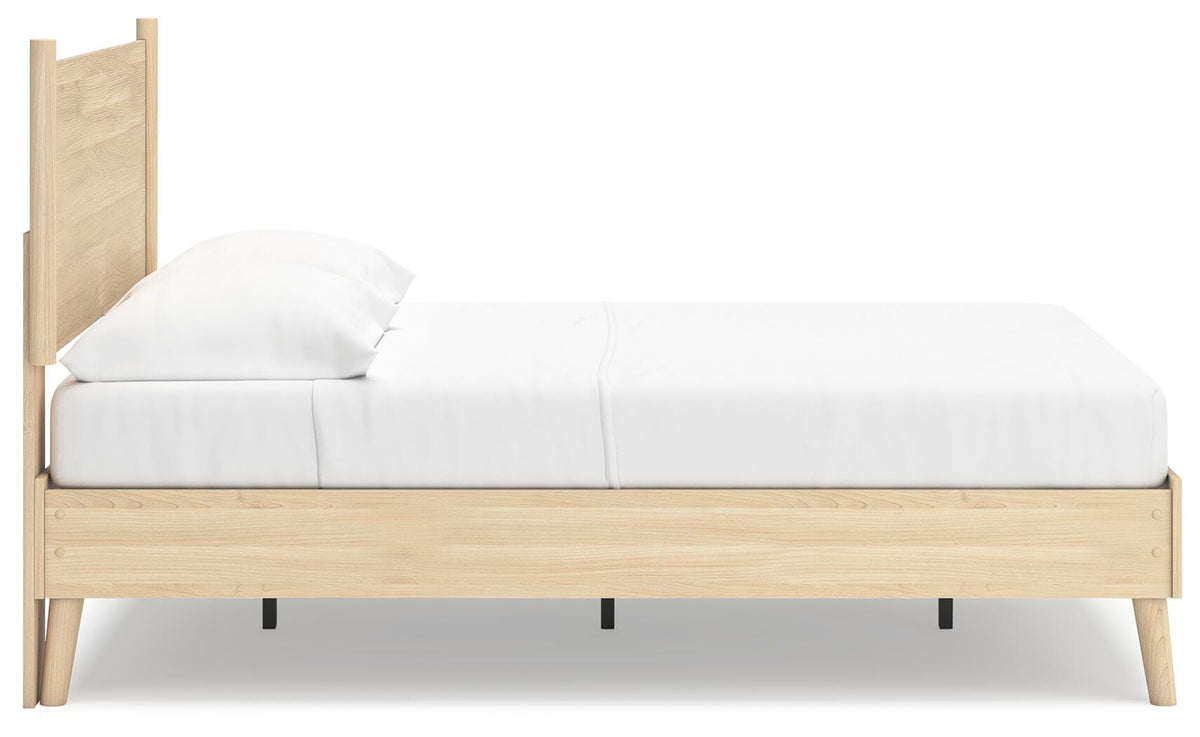 Cabinella Full Platform Panel Bed in Tan, side view