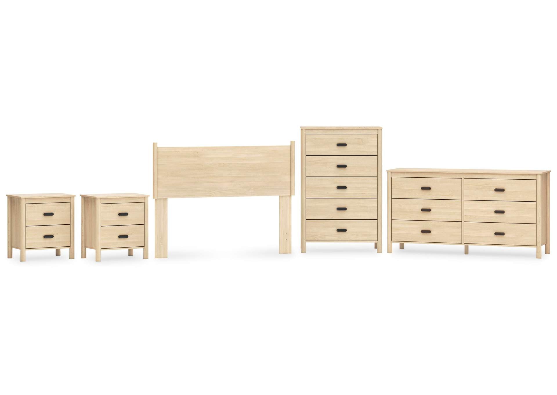 Cabinella Full Panel Headboard, Dresser, Chest and 2 Nightstands
