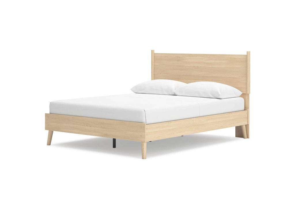 Cabinella Queen Platform Panel Bed and 2 Nightstands angled view