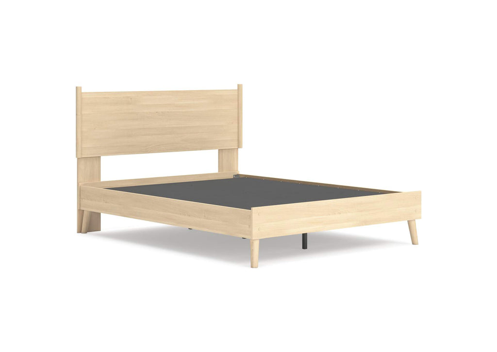Cabinella Queen Platform Panel Bed and 2 Nightstands angled view