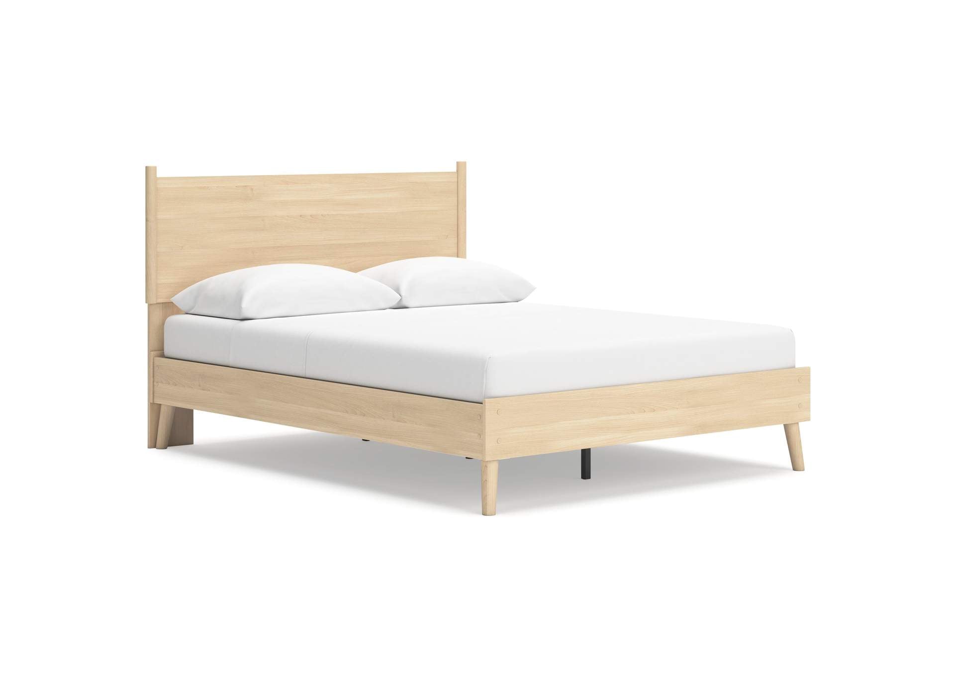 Cabinella Queen Platform Panel Bed and 2 Nightstands angled view