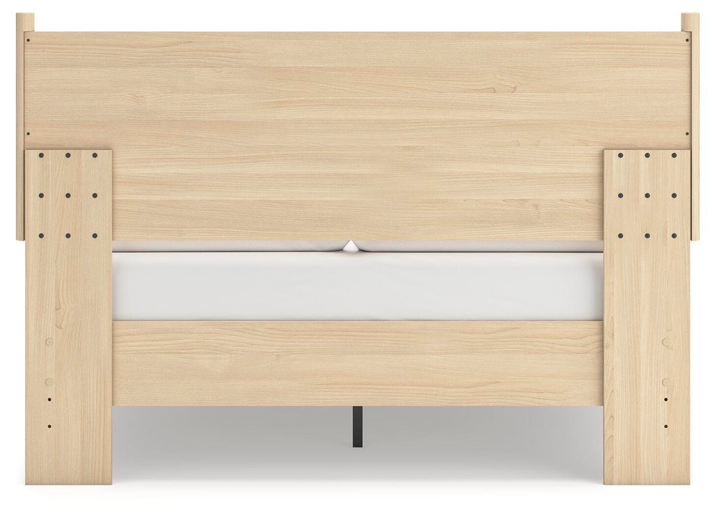 Cabinella Queen Platform Panel Bed in Tan, back view