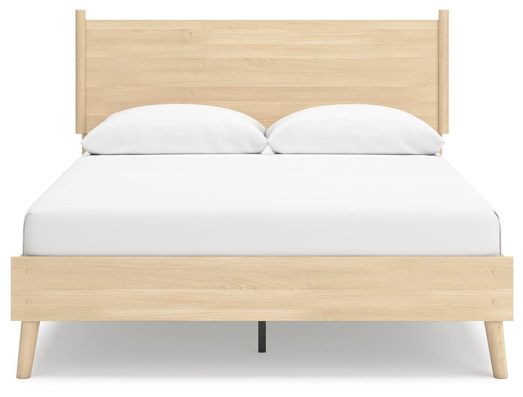 Cabinella Queen Platform Panel Bed in Tan, front view