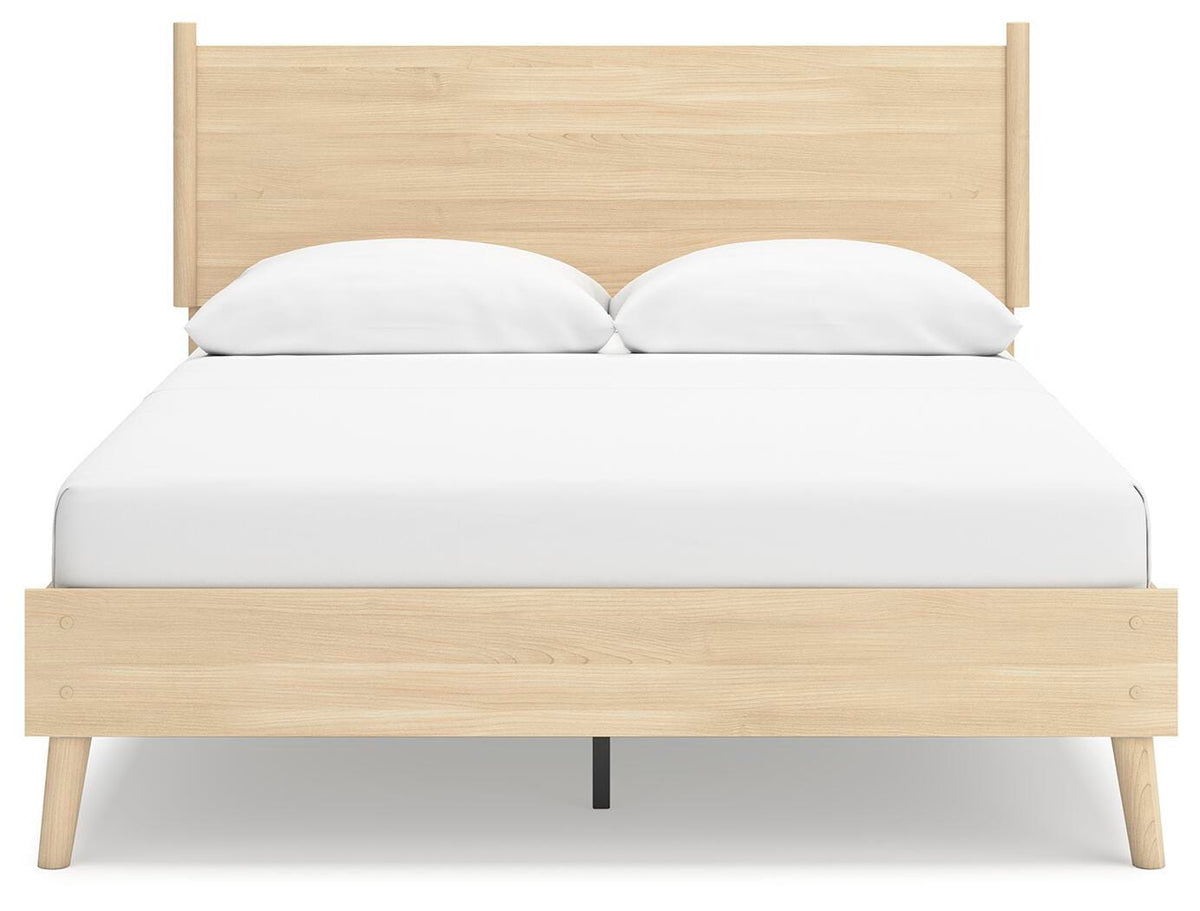 Cabinella Queen Platform Panel Bed in Tan, front view
