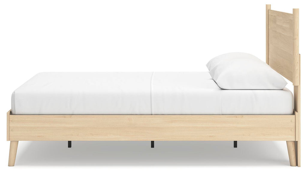 Cabinella Queen Platform Panel Bed in Tan, alternate side view