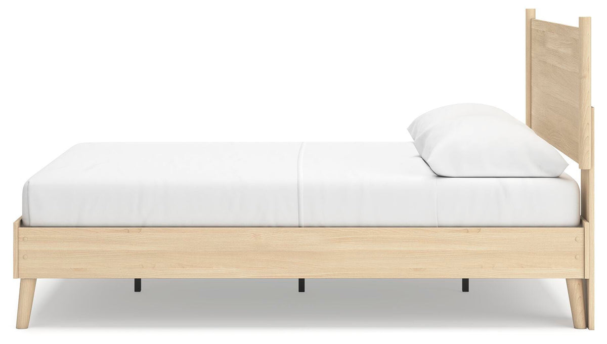 Cabinella Queen Platform Panel Bed in Tan, alternate side view