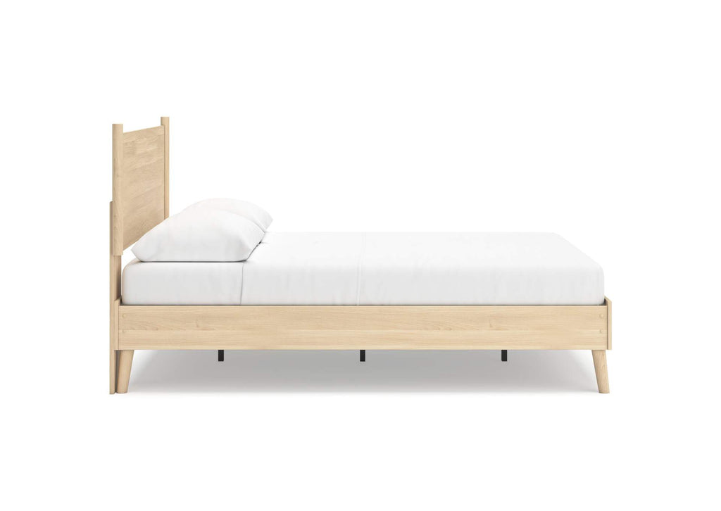 Cabinella Queen Platform Panel Bed and 2 Nightstands side view