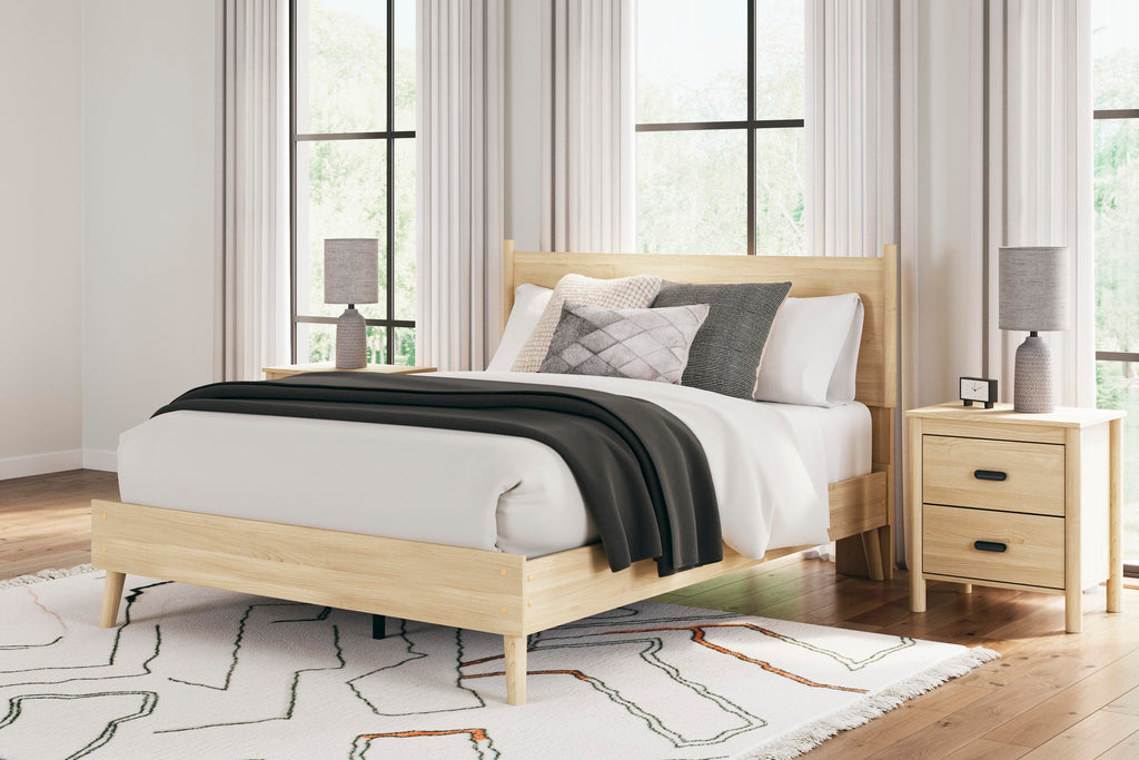 Cabinella Queen Platform Panel Bed in Tan, alternate view 2
