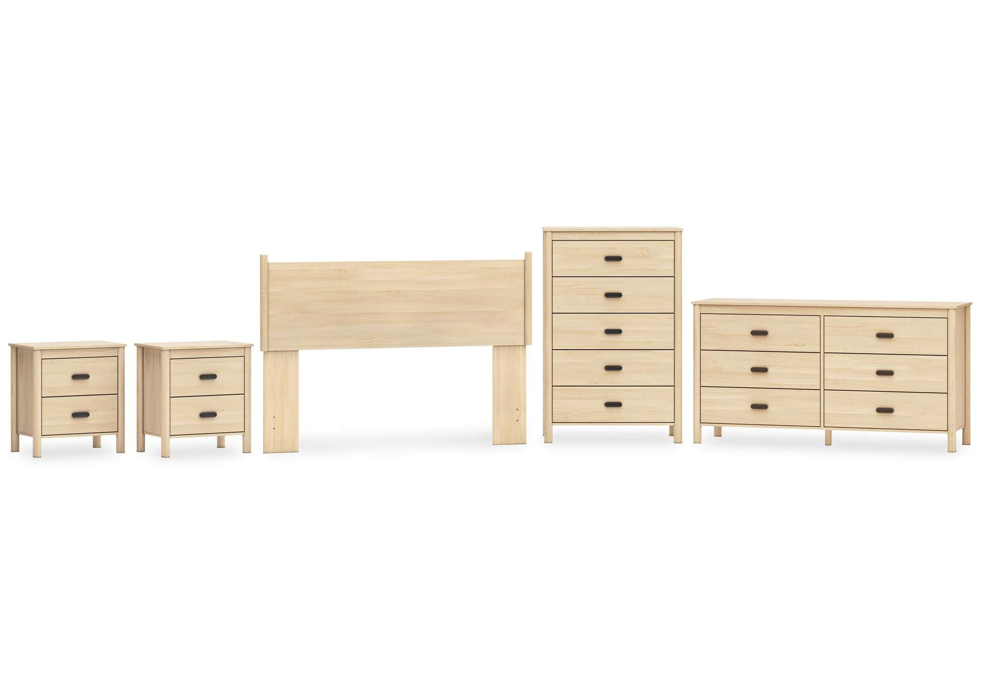 Cabinella Queen Panel Headboard, Dresser, Chest and 2 Nightstands