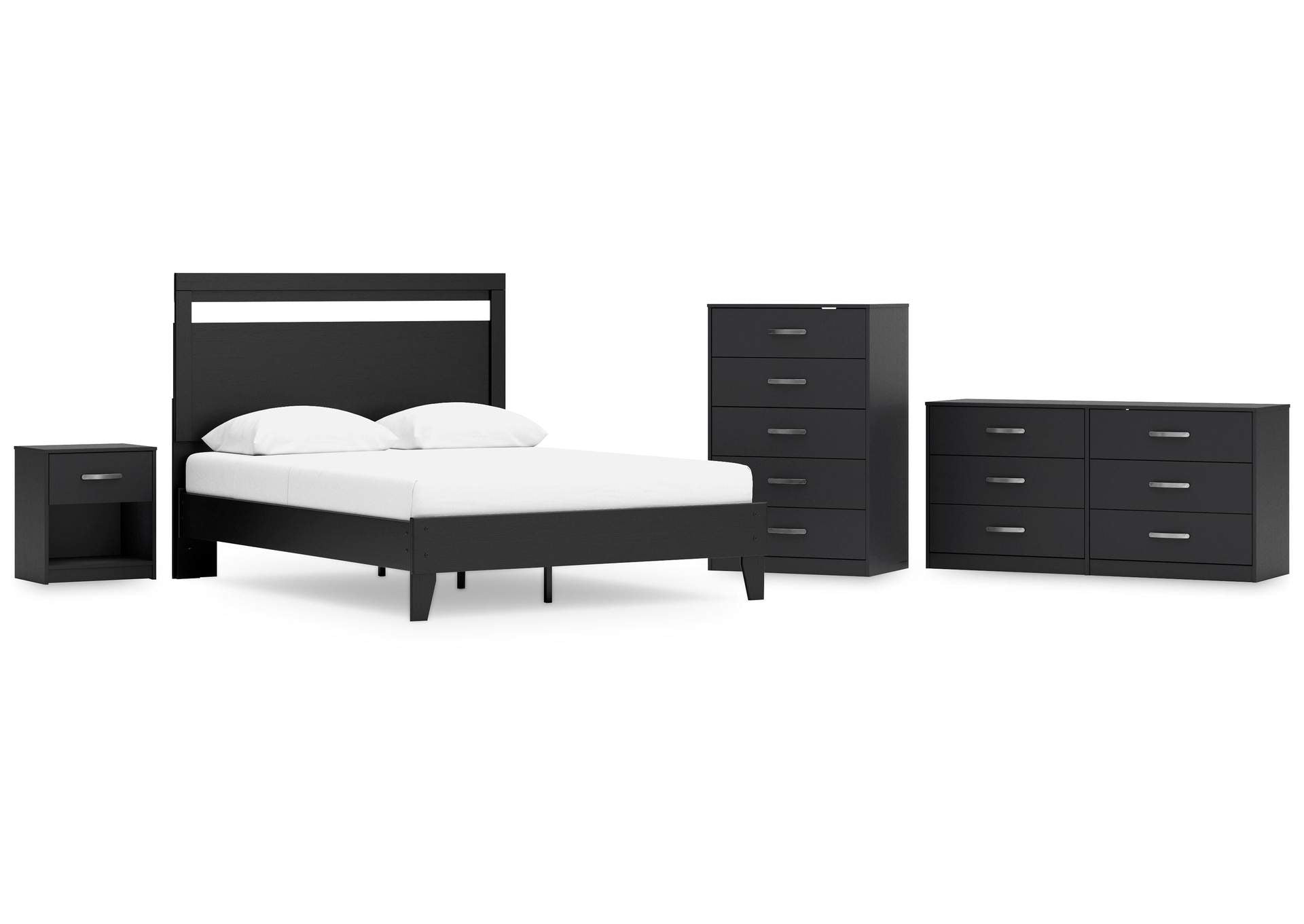 Finch Queen Panel Platform Bed with Dresser, Chest and Nightstand