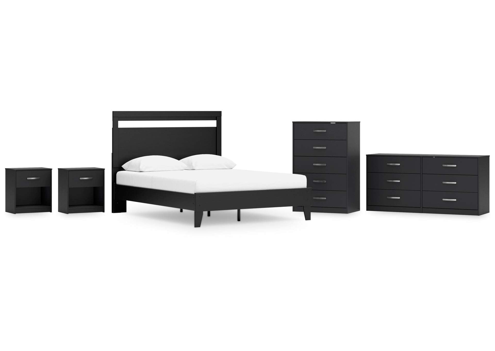 Finch Queen Panel Platform Bed with Dresser, Chest and 2 Nightstands