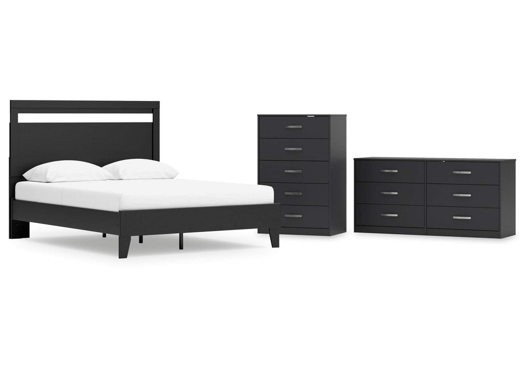 Finch Queen Panel Platform Bed with Dresser and Chest