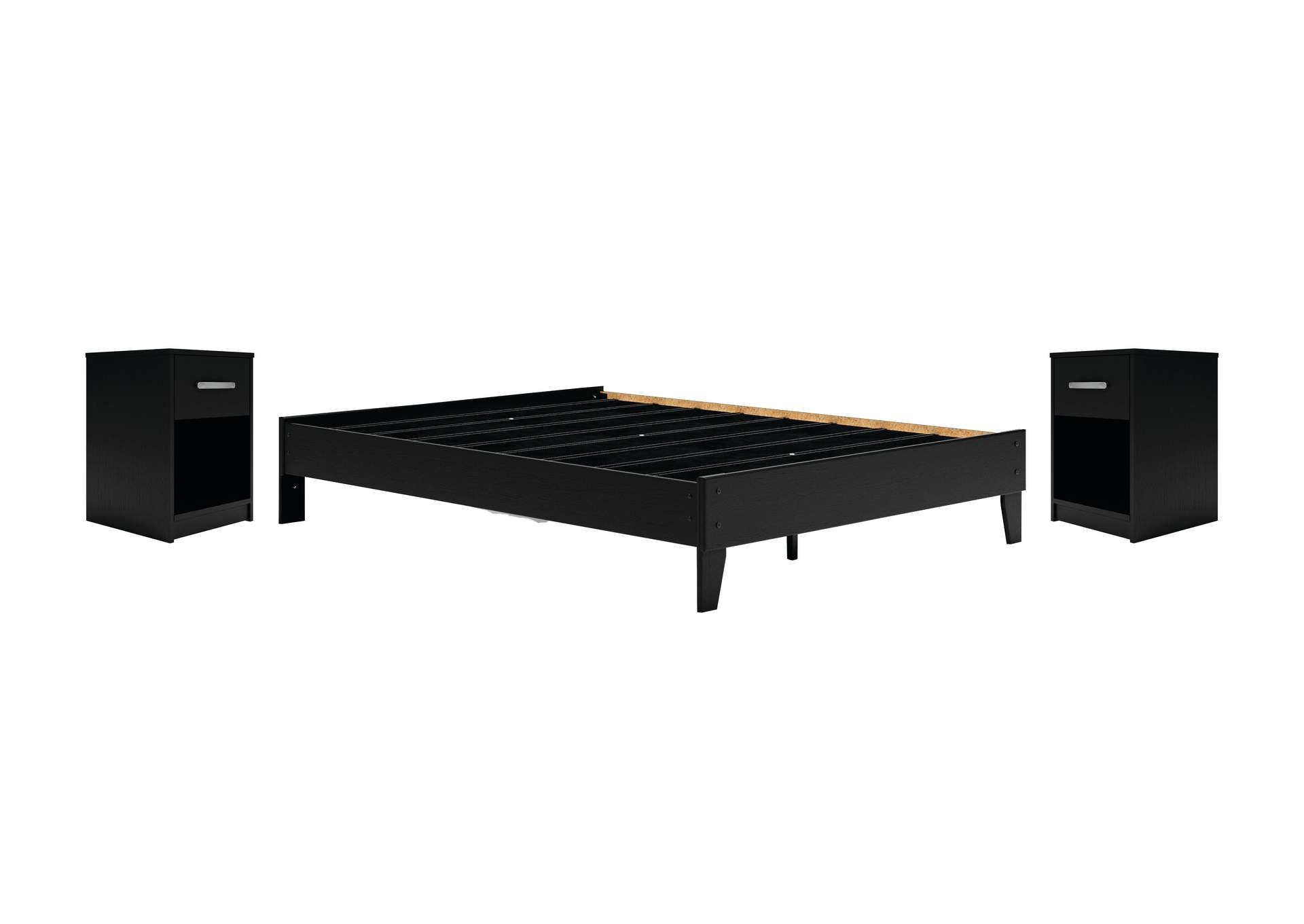 Finch Queen Platform Bed and 2 Nightstands