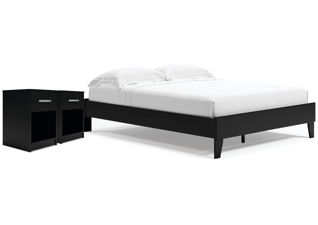 Finch Queen Platform Bed with 2 Nightstands