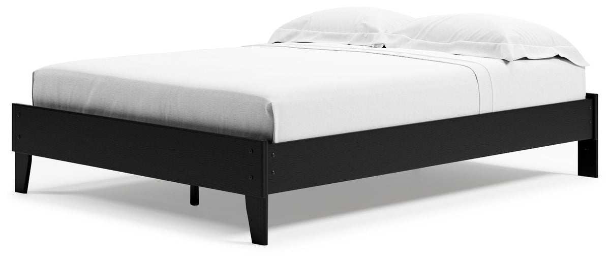 Finch Queen Platform Bed in Black, angle view