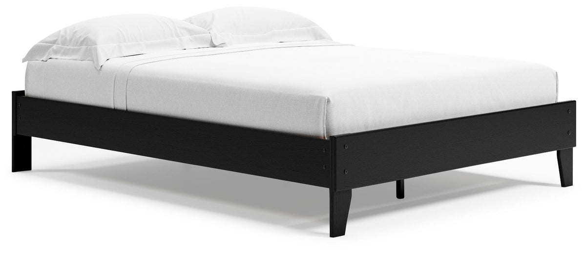 Finch Queen Platform Bed in Black, angle view
