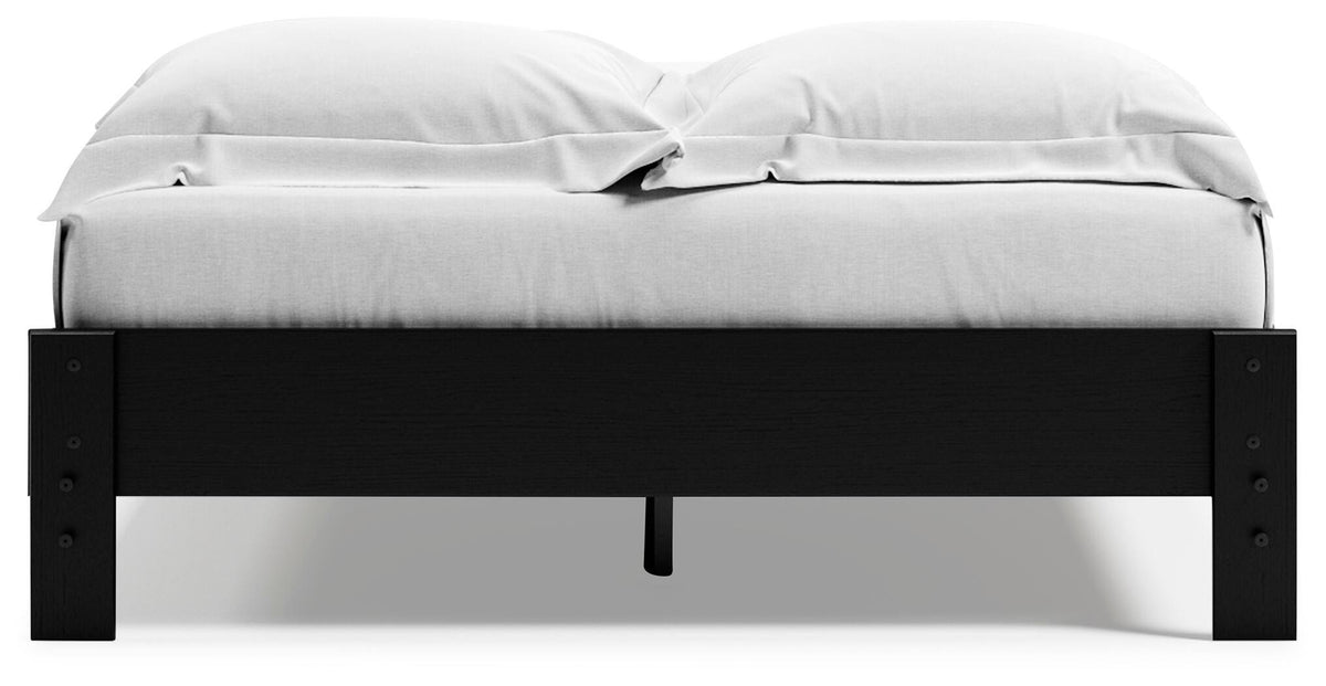 Finch Queen Platform Bed in Black, back view