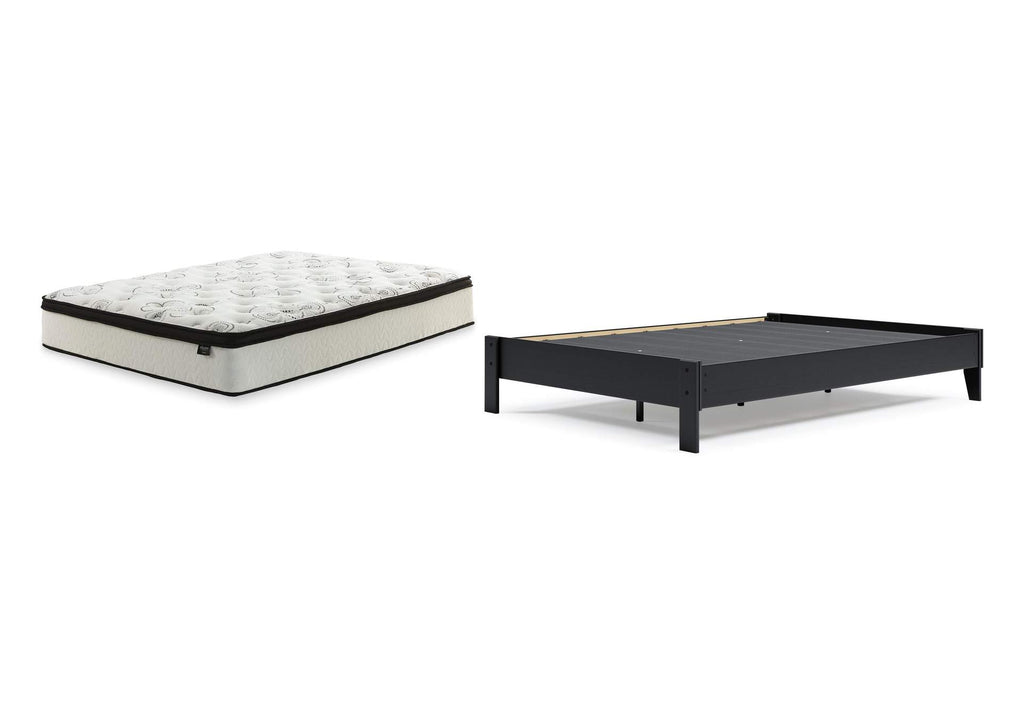 Finch Queen Platform Bed with Chime 12 Inch Plush Hybrid Twin Mattress
