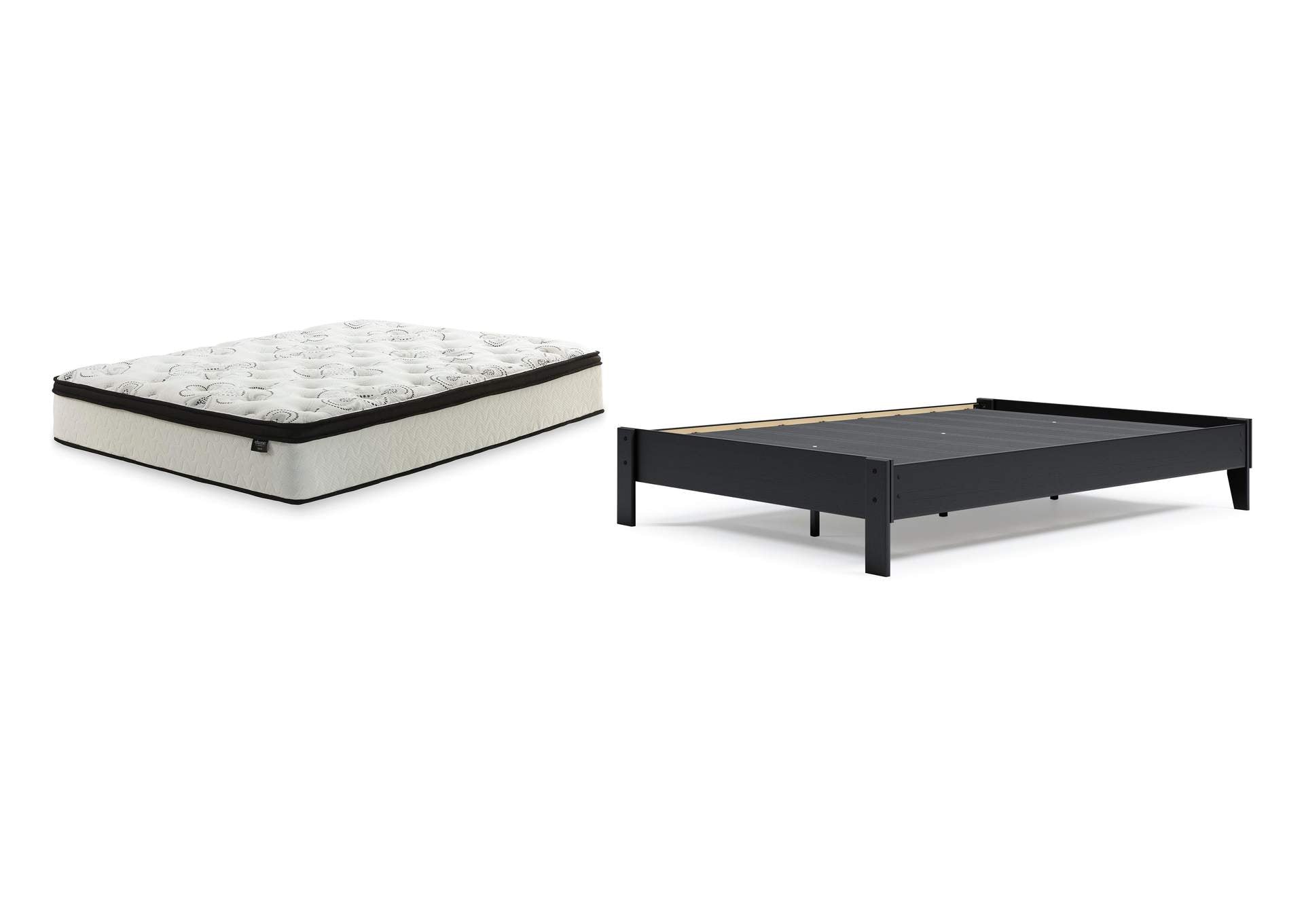 Finch Queen Platform Bed with Chime 12 Inch Plush Hybrid Twin Mattress