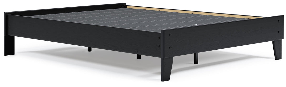 Finch Queen Platform Bed in Black, angle view