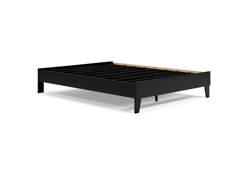 Finch Queen Platform Bed with Chime 8 Inch Medium Memory Foam Mattress angled view