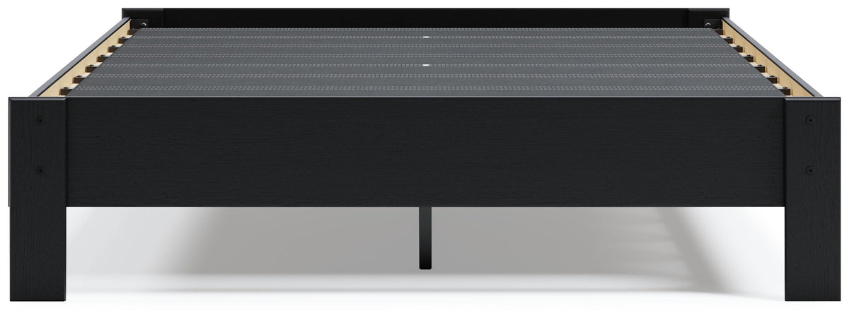 Finch Queen Platform Bed in Black, back view