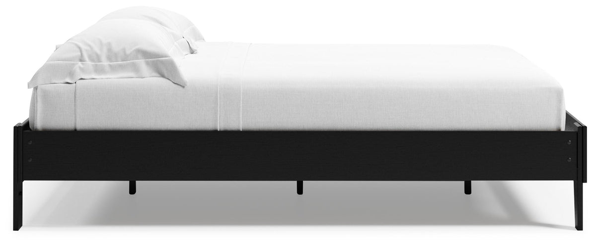 Finch Queen Platform Bed in Black, side view