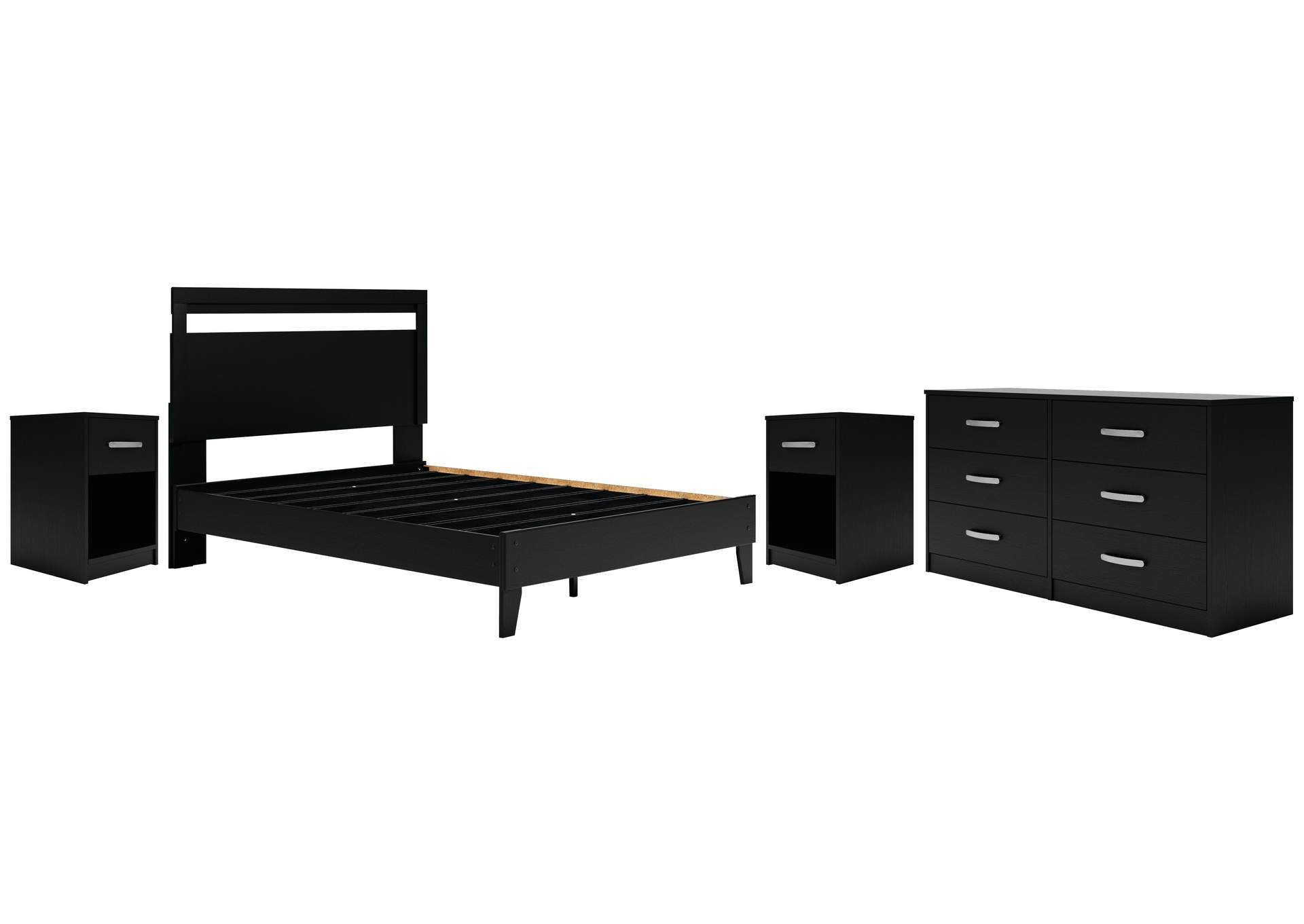 Finch Queen Panel Platform Bed, Dresser and 2 Nightstands