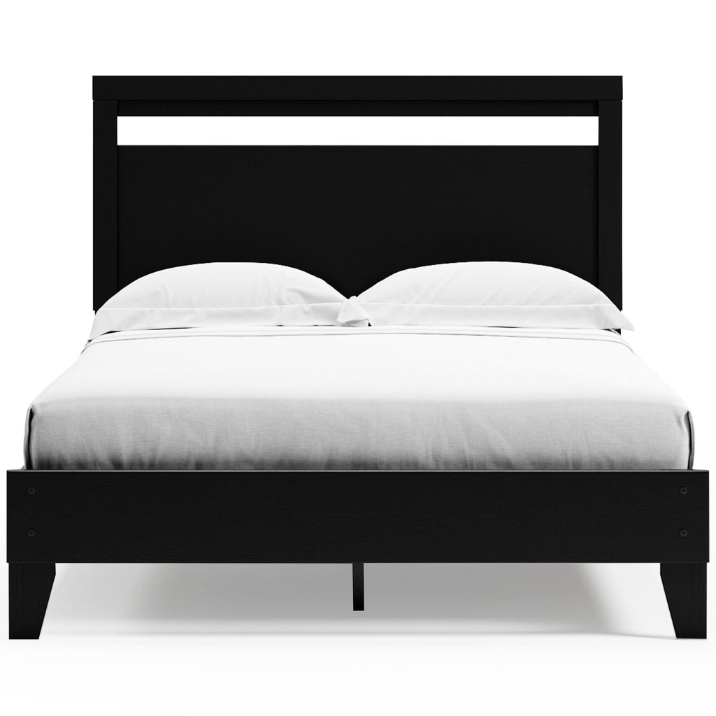 Finch Queen Panel Platform Bed in Black/Brown, front view