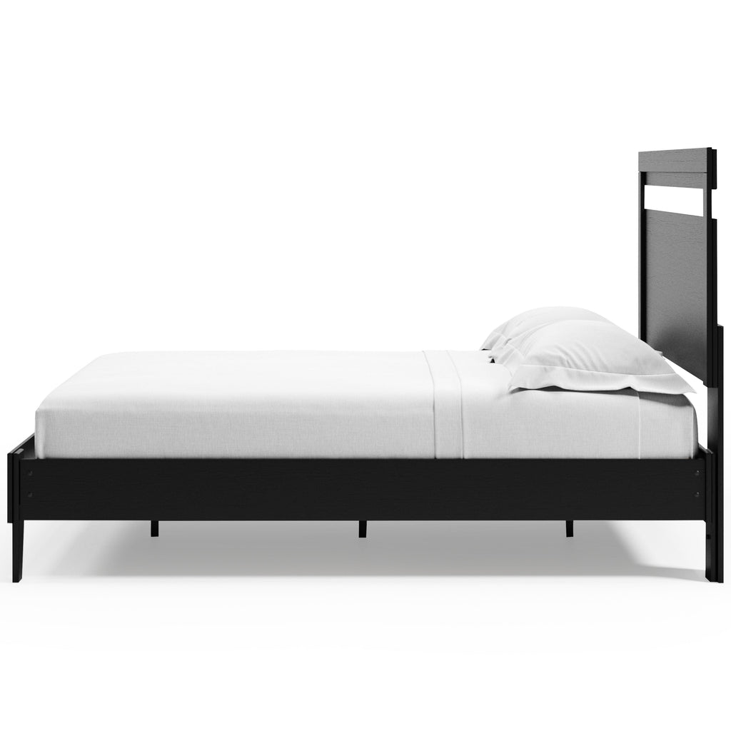 Finch Queen Panel Platform Bed in Black/Brown, alternate side view