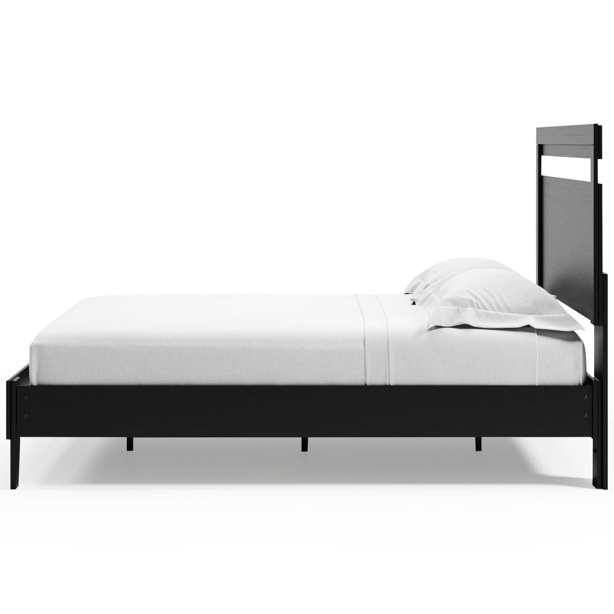 Finch Queen Panel Platform Bed in Black/Brown, alternate side view