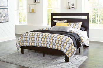 Finch Queen Panel Platform Bed in Black/Brown