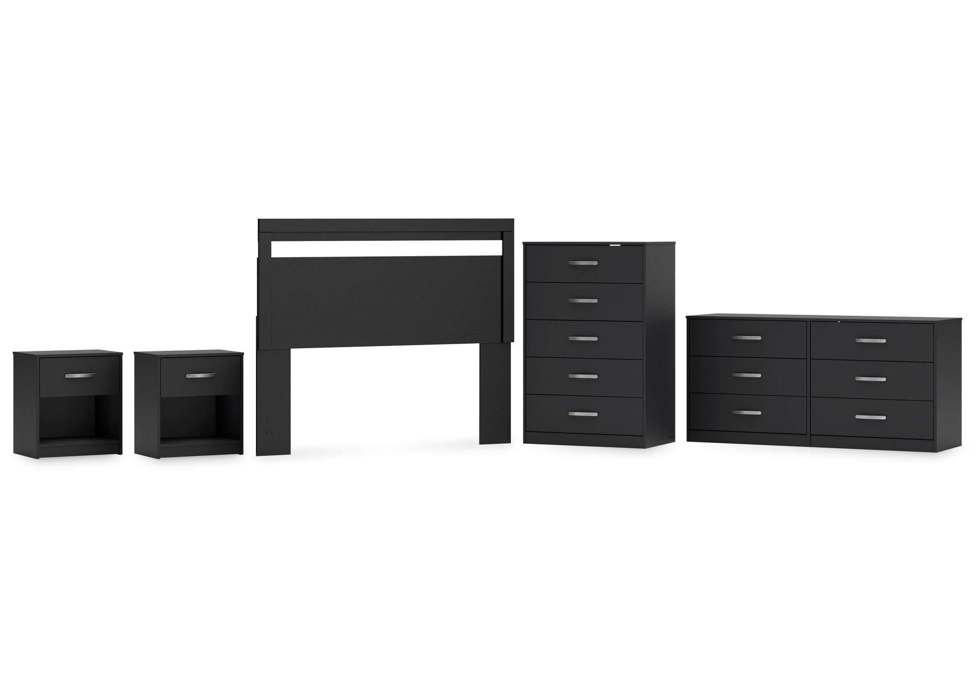 Finch Queen Panel Headboard with Dresser, Chest and 2 Nightstands