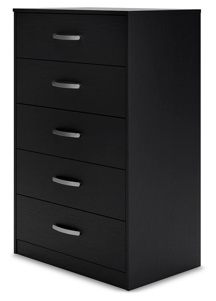 Finch Chest of Drawers in Black, angle view