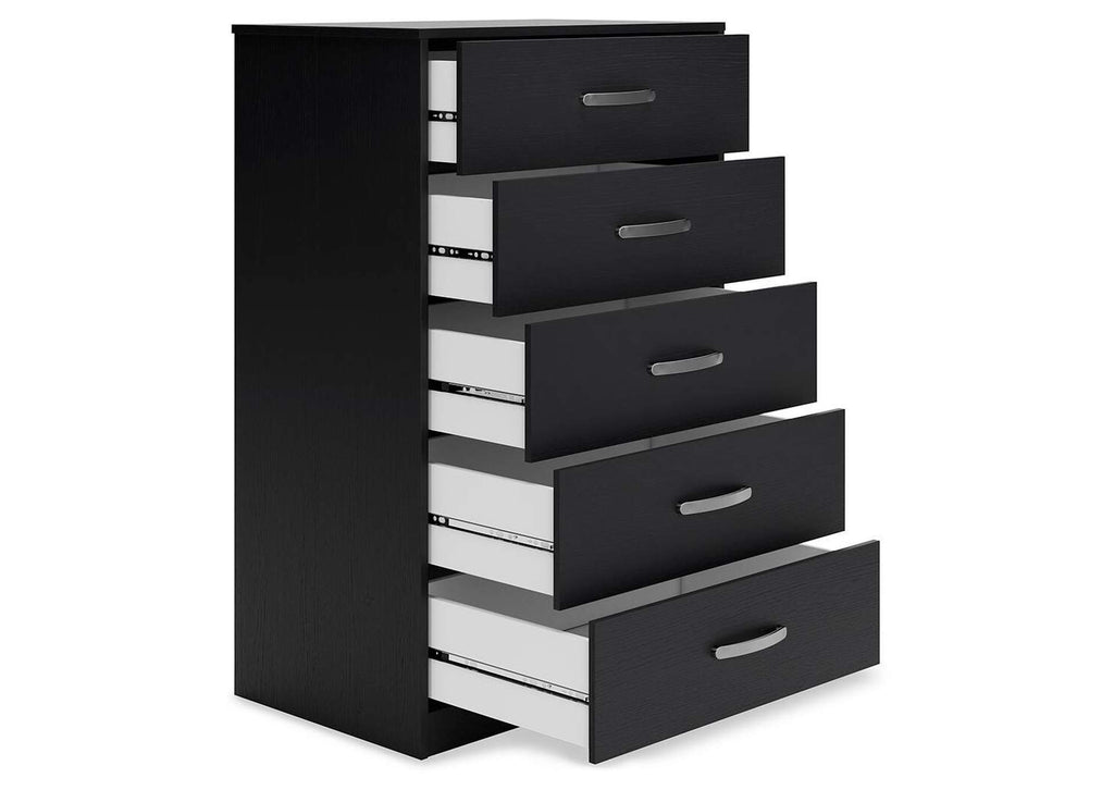 Finch Queen Platform Bed with Dresser and Chest angled view