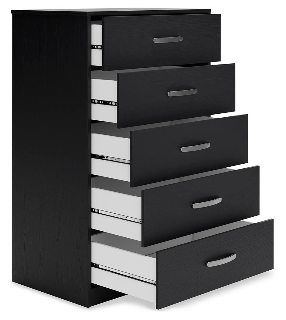 Finch Chest of Drawers in Black, open view