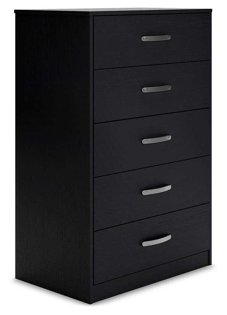 Finch Chest of Drawers in Black, angle view