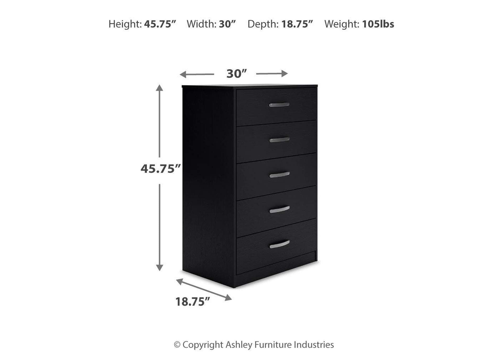 Finch Queen Platform Bed with Dresser and Chest dimensions