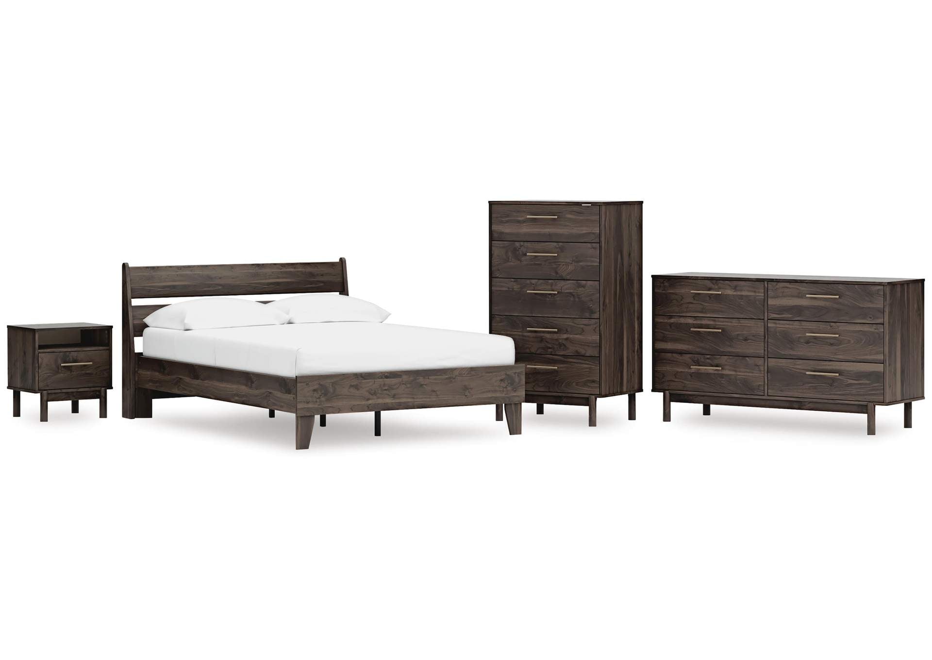 Calverson Full Panel Platform Bed, Dresser, Chest and Nightstand