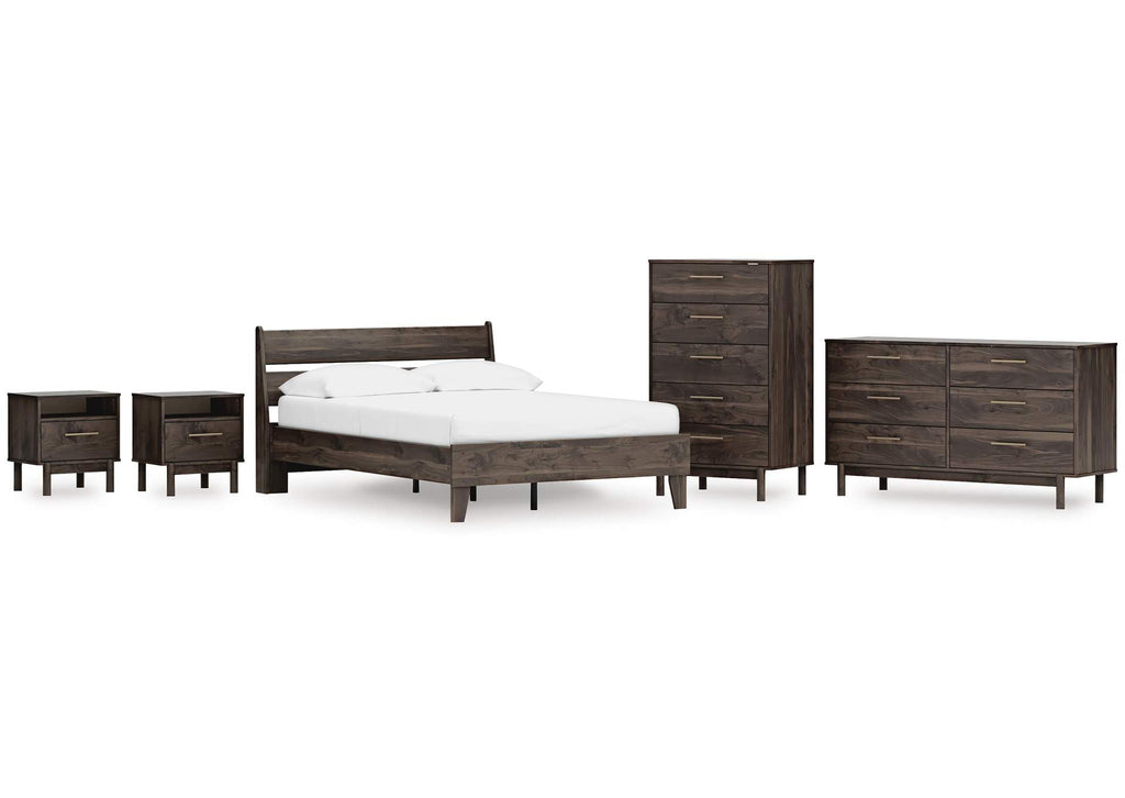Calverson Full Panel Platform Bed, Dresser, Chest and 2 Nightstands