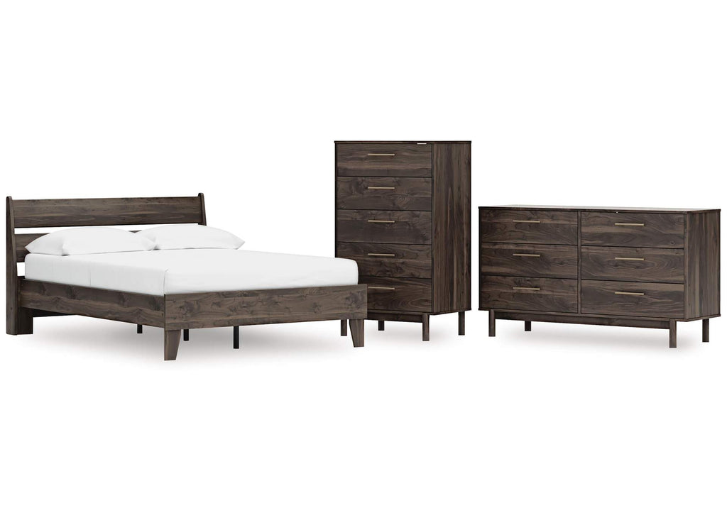 Calverson Full Panel Platform Bed, Dresser and Chest
