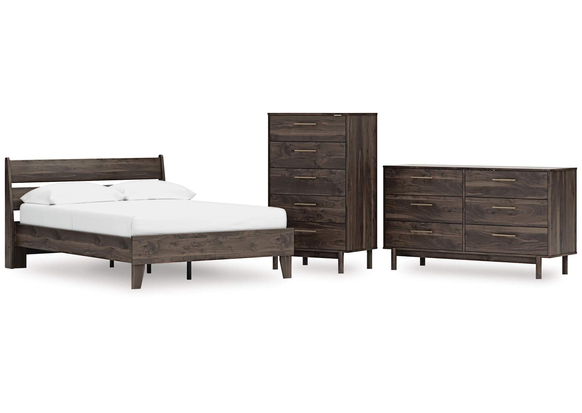 Calverson Full Panel Platform Bed, Dresser and Chest