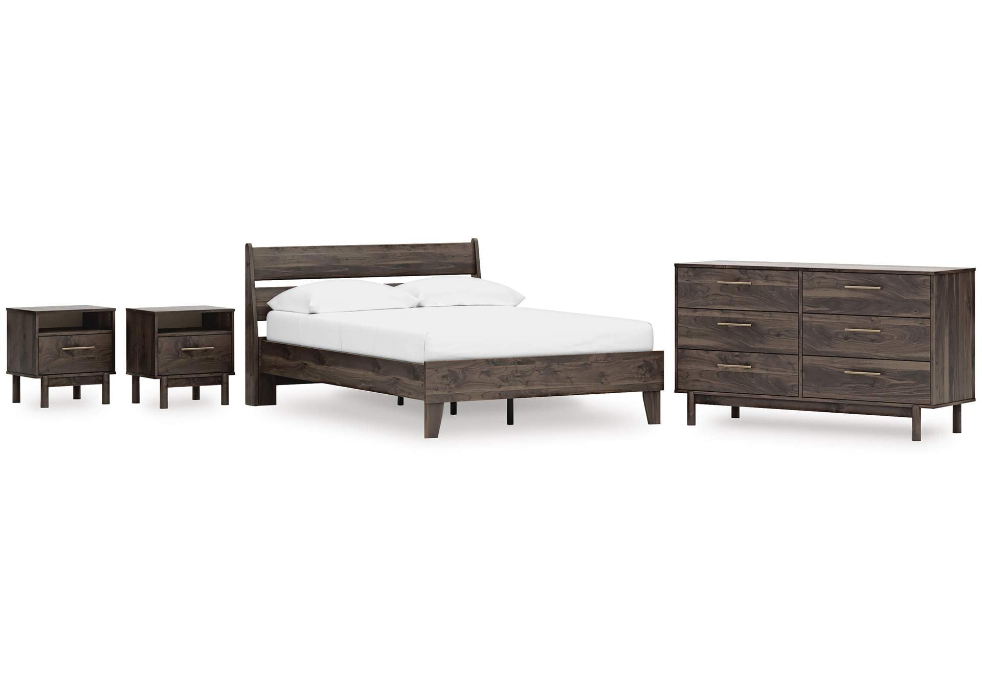 Calverson Full Panel Platform Bed, Dresser and 2 Nightstands