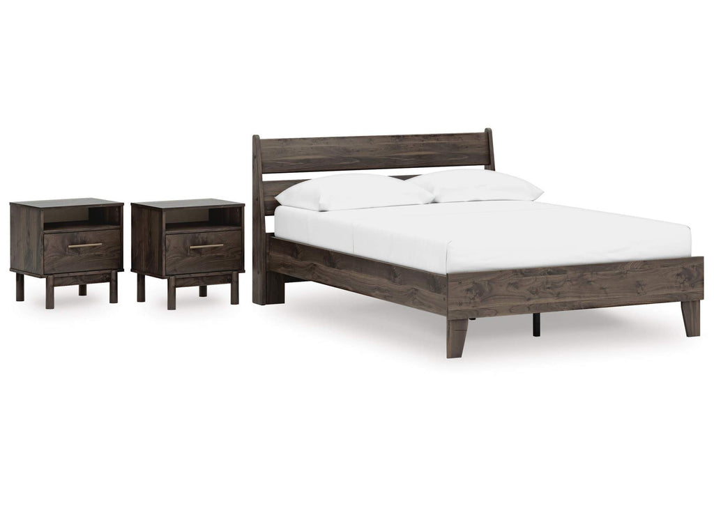 Calverson Full Panel Platform Bed and 2 Nightstands